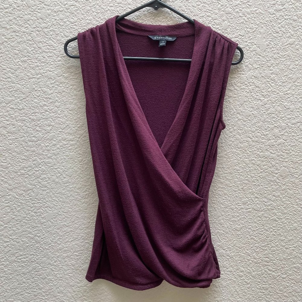 41 Hawthorn Maroon Wrap Tank Blouse Small